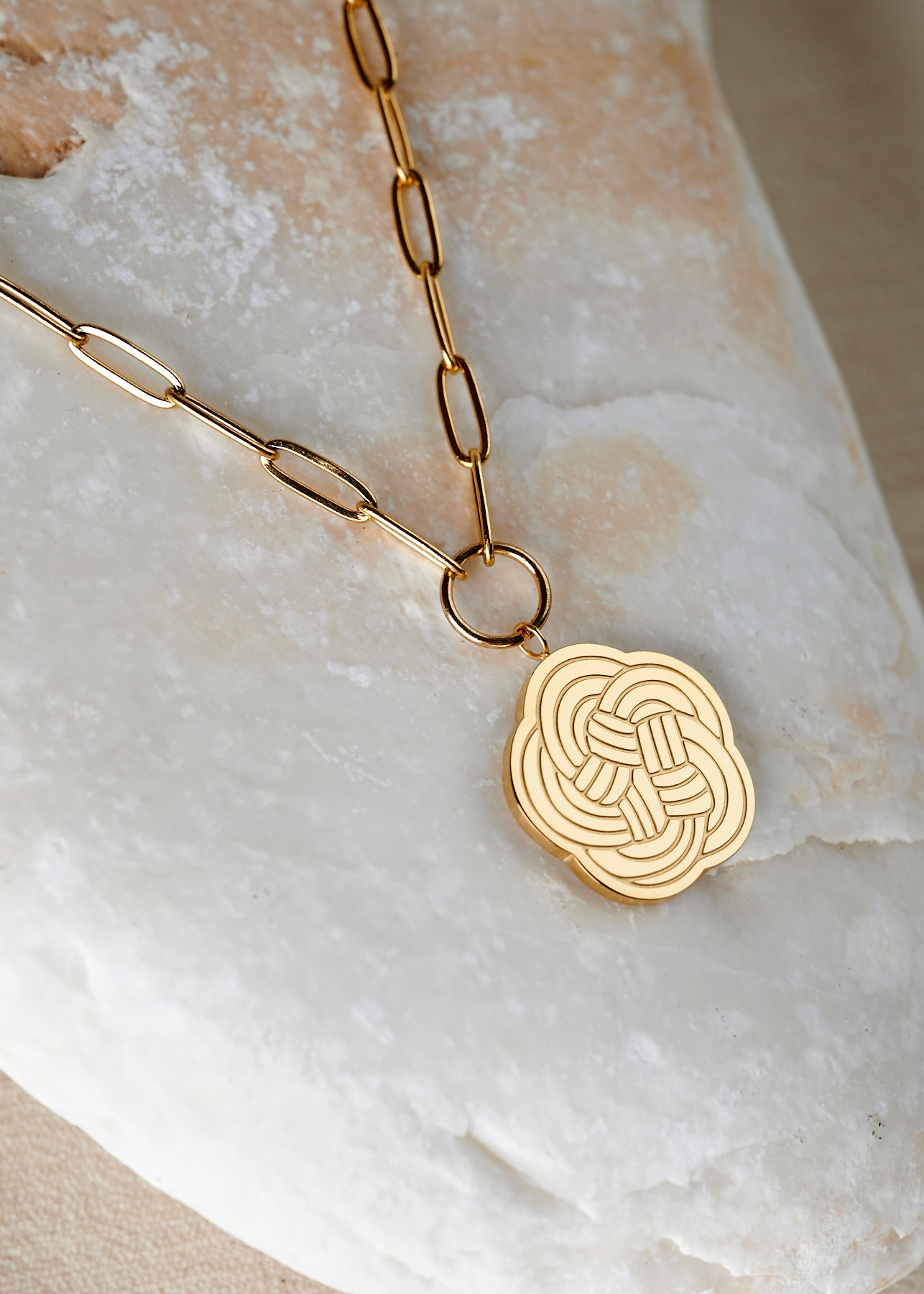 Majaca Signature Pendant Necklace in Gold