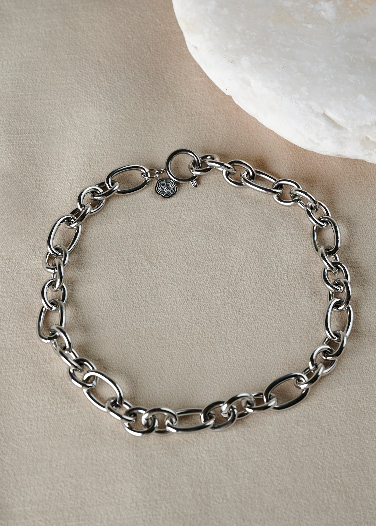 Oval Link Chain Necklace in Silver