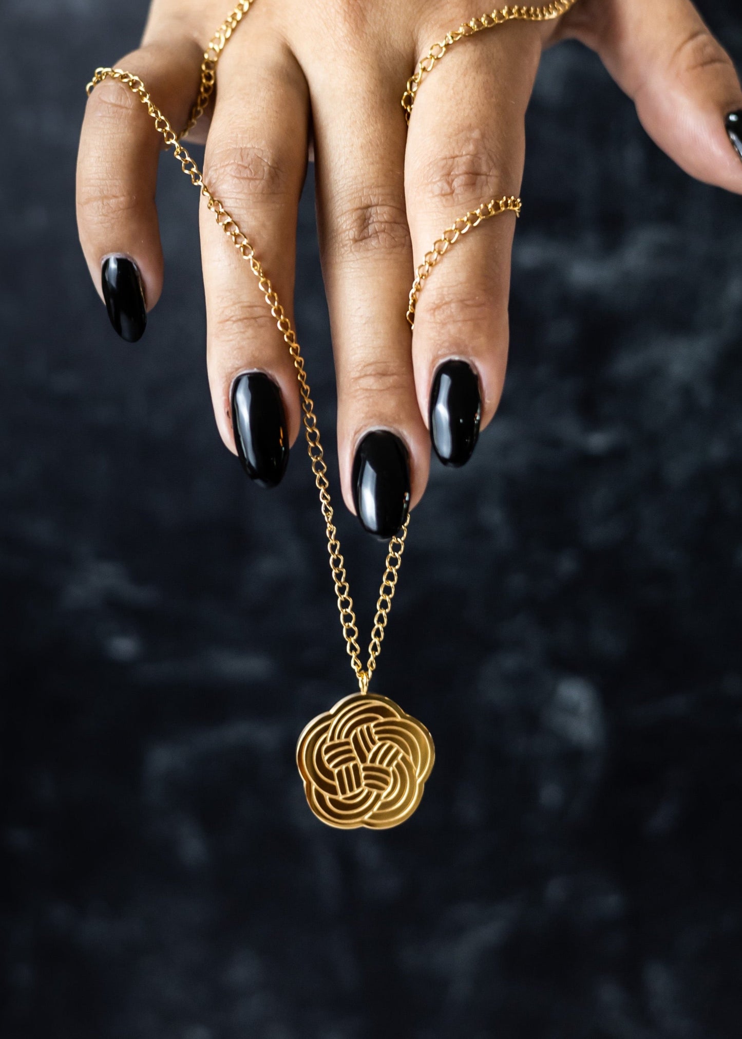 Majaca Signature Pendant Necklace | Gold Rolo Chain