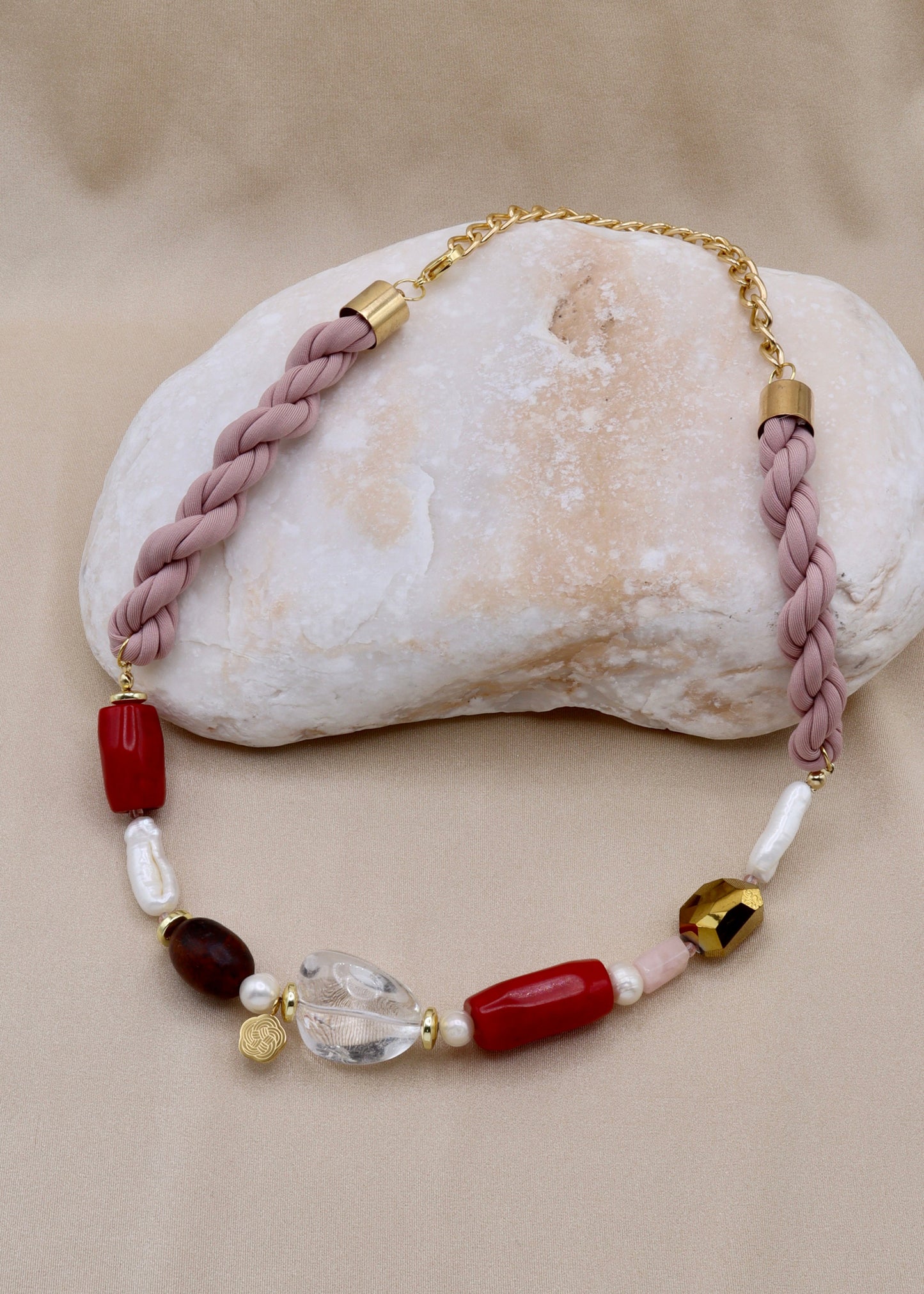 Esther Dusty Rose with Mixed Beads Necklace