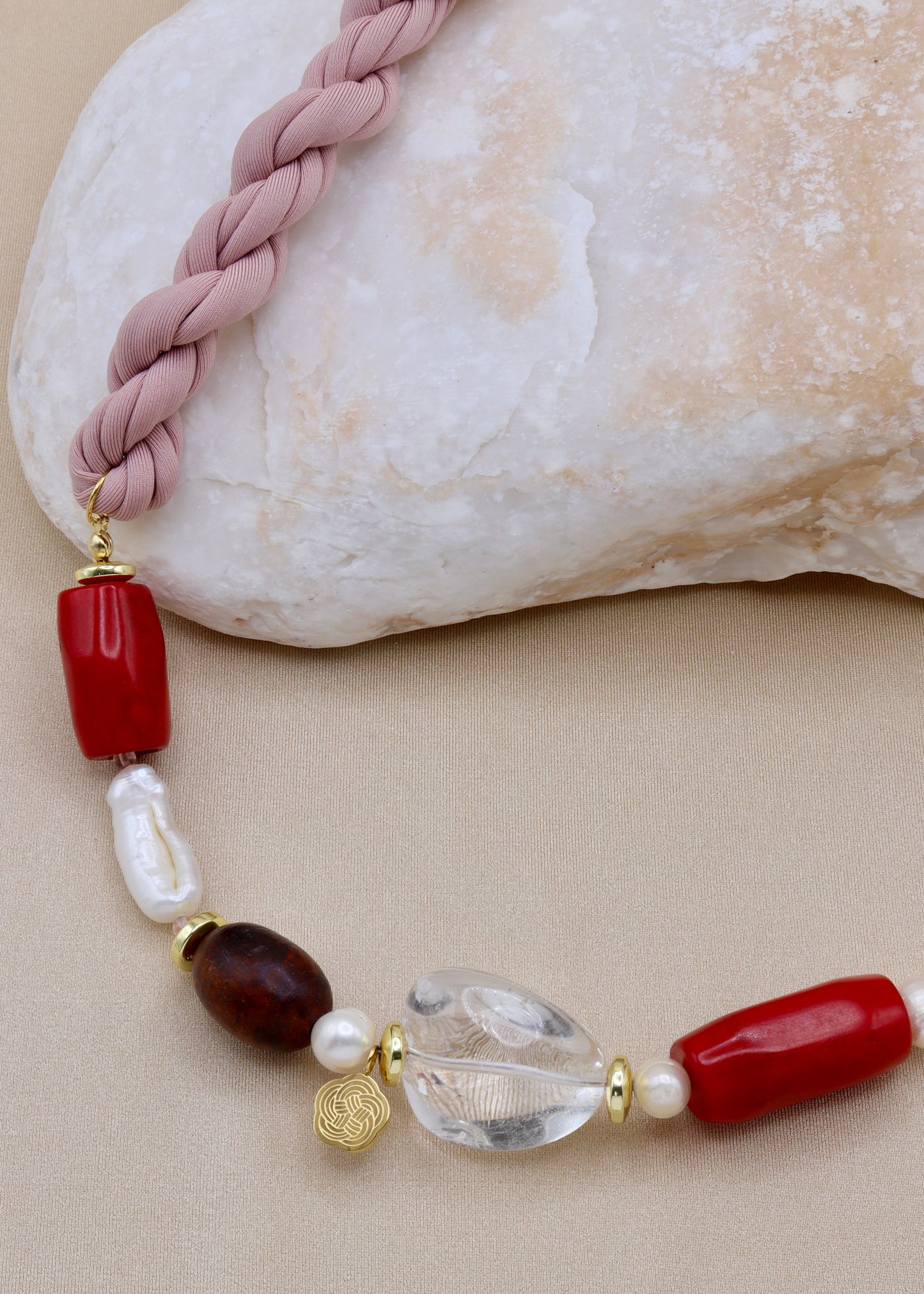 Esther Dusty Rose with Mixed Beads Necklace