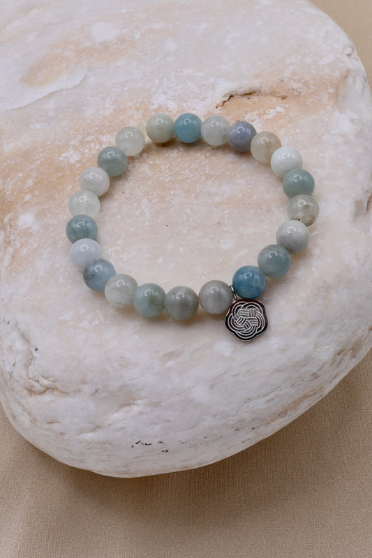 Aquamarine Bracelet with Majaca Charm Silver