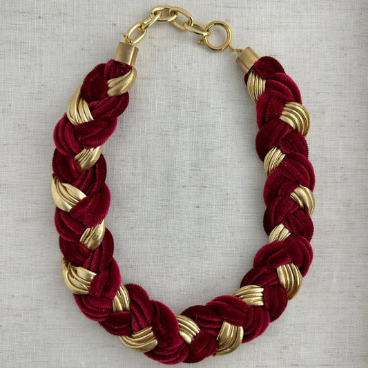 Gloria Wine Velvet Necklace